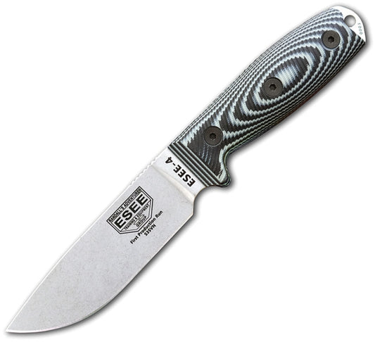 ESEE 4 S35VN Fixed Blade Knife with Gray/Black 3D G10 Handle 4P35V-002