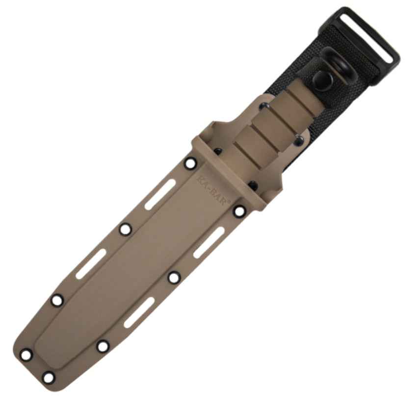 KA-BAR Coyote Tan 7" Straight Edge Fixed Blade Knife with Kydex Sheath 5013