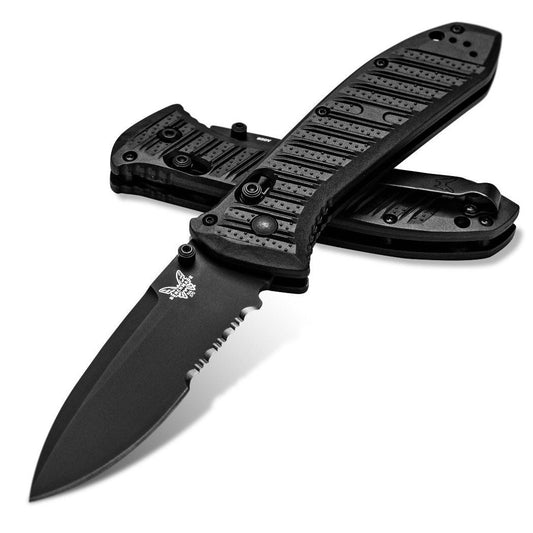 Benchmade 570SBK-1 Presidio II 3.72" CPM-S30V Black Serrated Folding Knife with CF-Elite Handle
