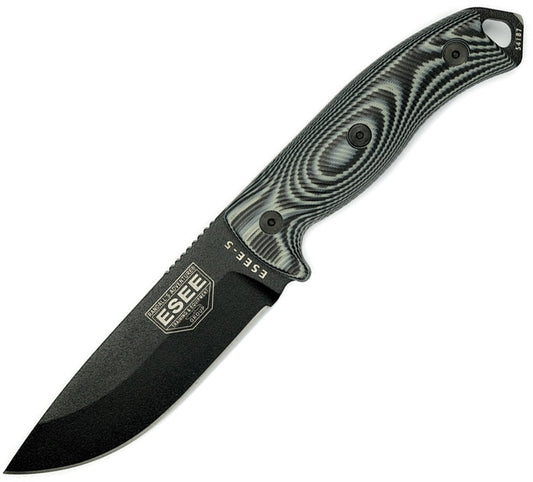 ESEE 5 Fixed Blade Knife with Gray/Black 3D G10 Handle 5PB-002