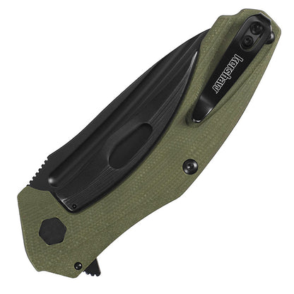 Kershaw Natrix XL 3.75" Black OD Green G10 KVT Flipper Folding Knife 7008OLBLK