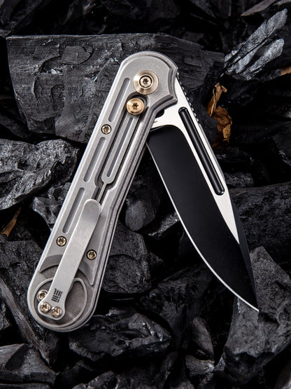 WE Double Helix 3.3" Two-Tone CPM S35VN Slide-Lock Titanium Folding Knife 815E