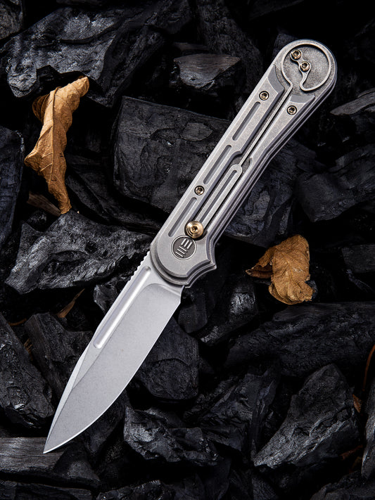 WE Double Helix 3.3" Stonewashed CPM S35VN Slide-Lock Titanium Folding Knife 815F