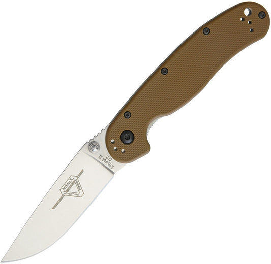 Ontario Knife Company RAT II 3" D2 Satin Coyote Brown Folding Knife 8828CB