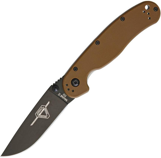 Ontario Knife Company RAT II 3" Black D2 Coyote Brown Folding Knife 8830CB