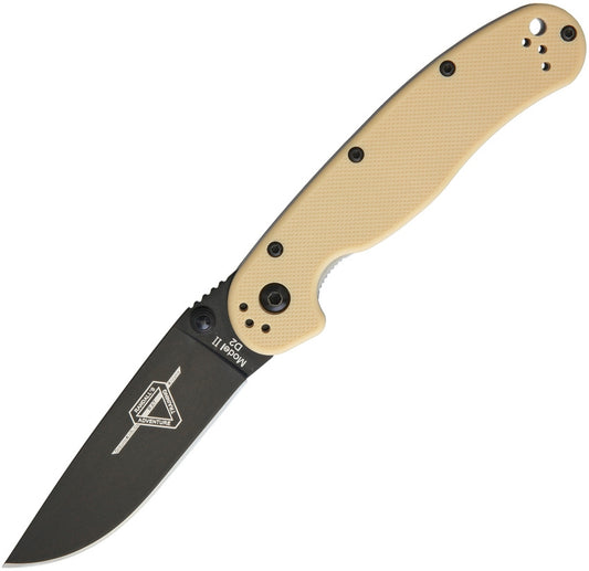 Ontario Knife Company RAT II 3" Black D2 Desert Tan Folding Knife 8830DT