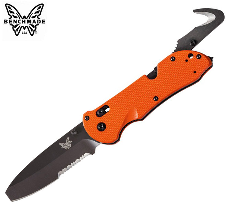Benchmade 916SBK-ORG Triage AXIS 3.4" Black N680 Serrated Blunt-Tip Orange G-10 Rescue Folding Knife