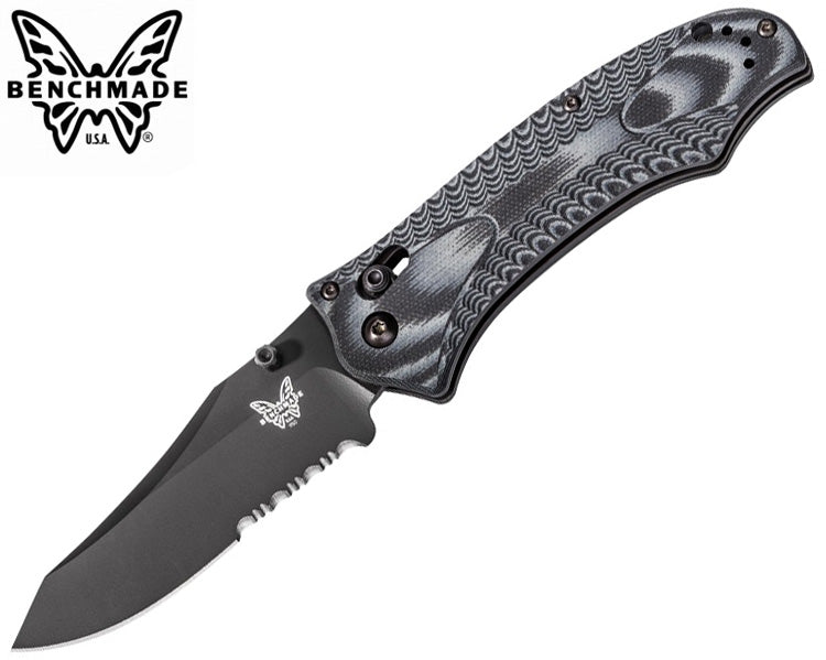 Benchmade 950SBK Osborne Rift AXIS 3.67" Black 154CM Serrated Folding Knife with G10 Handle
