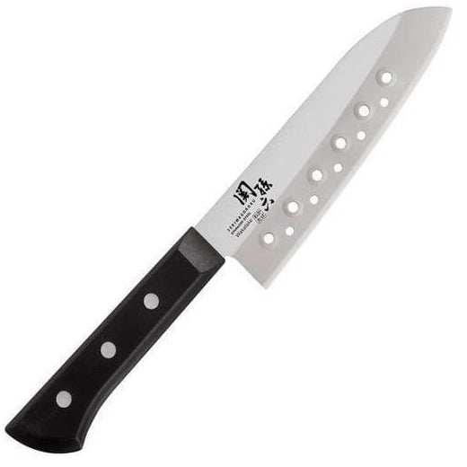Seki Magoroku Wakatake Santoku Kitchen Knife with Holes 165mm - Made in Japan