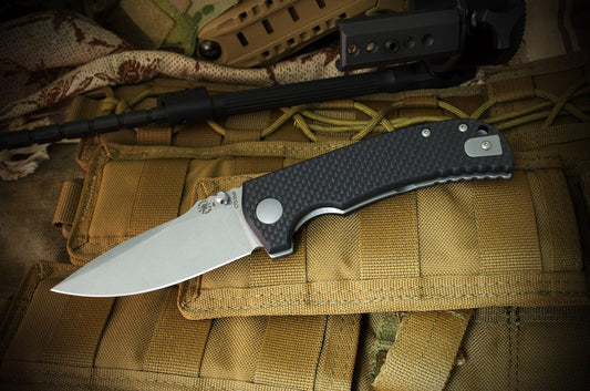 Spartan Blades Astor 3.5" CTS-XHP Carbon Fiber G10 Folding Knife - Les George Design