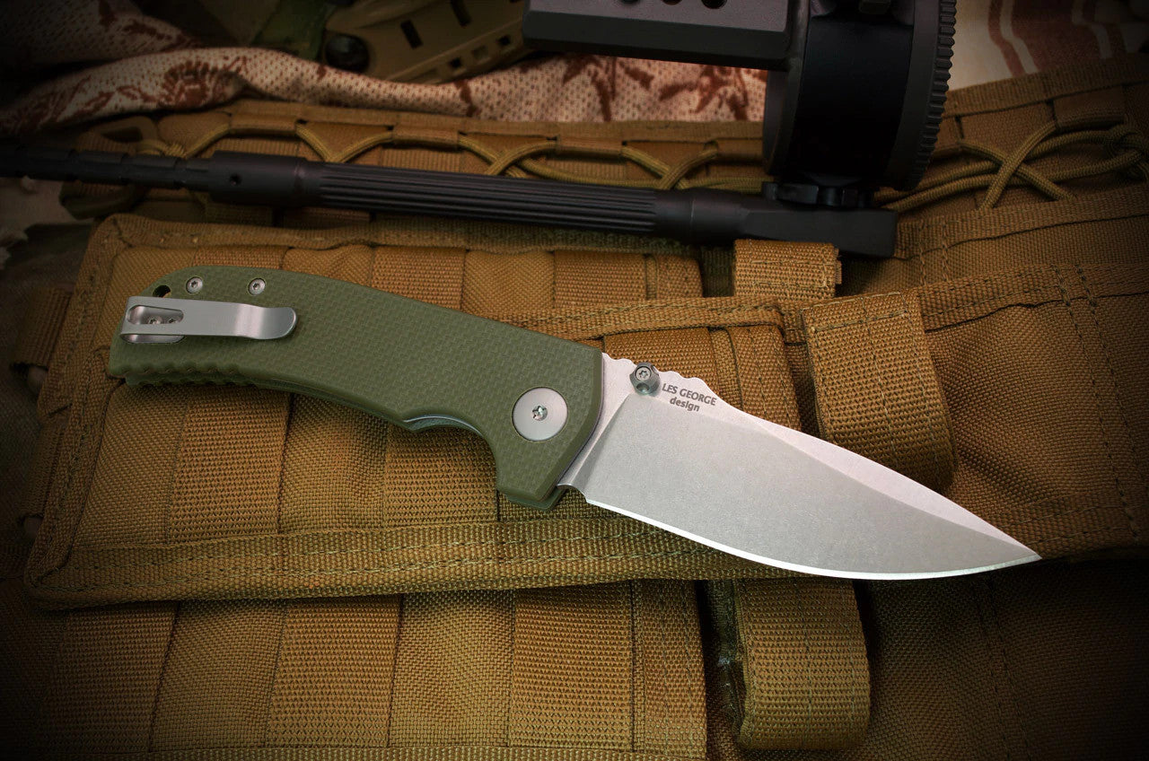 Spartan Blades Astor 3.5" CTS-XHP Green G10 Folding Knife - Les George Design
