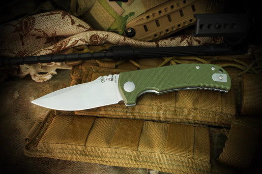 Spartan Blades Astor 3.5" CTS-XHP Green G10 Folding Knife - Les George Design