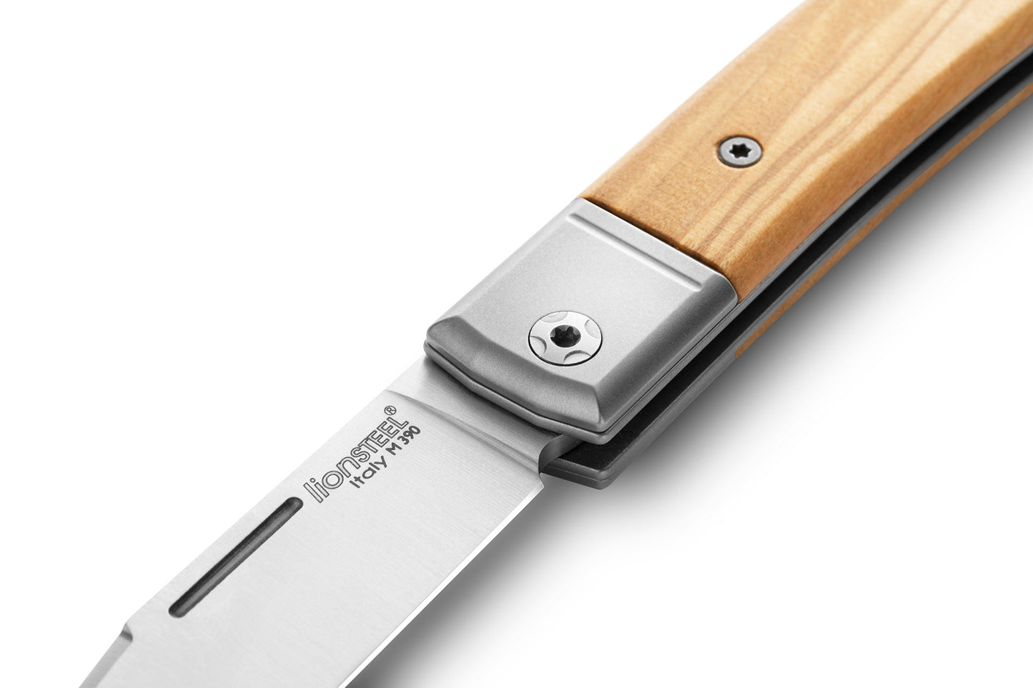 LionSteel BestMAN 2.8" M390 Titanium Slipjoint Folding Knife with Olive Handle BM1 UL
