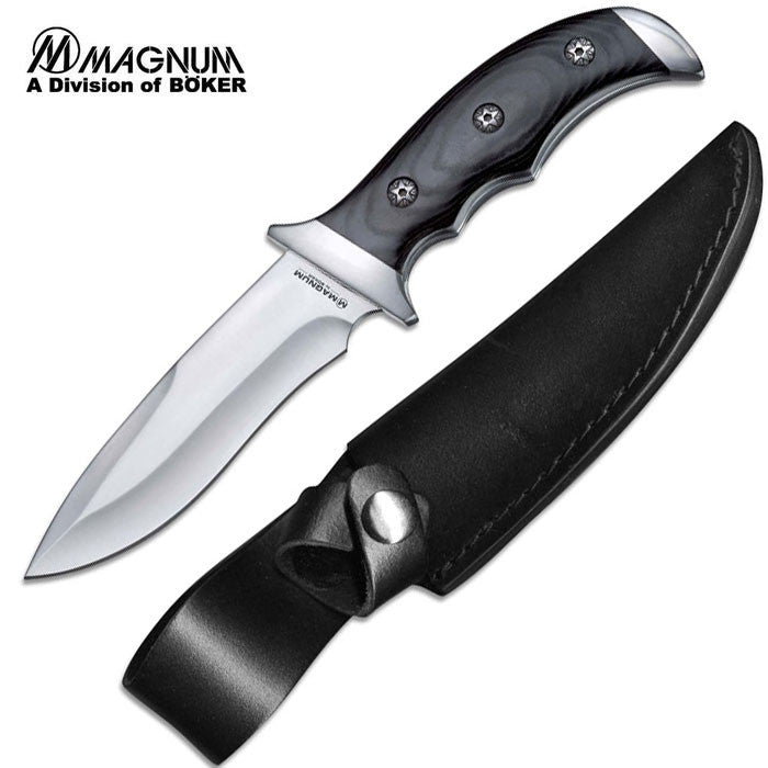 Boker Magnum Capital 4.53" Fixed Blade Knife With Micarta Handle and Leather Sheath 02RY336