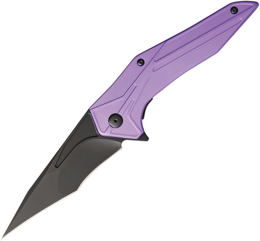 Brous Blades Limited Edition Tyrant Large 4.5" D2 Blackout Purple Folding Knife BRB140