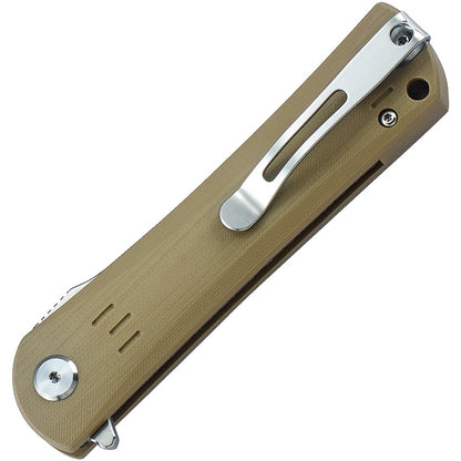 Bestech Kendo 3.75" D2 Tanto Tan G10 Folding Knife with Two-Tone Satin/Stonewashed Blade BG06C-1