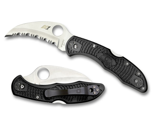 Spyderco Tasman Salt 2 Black FRN 2.91" H-2 Serrated Rustproof Folding Knife C106SBK2
