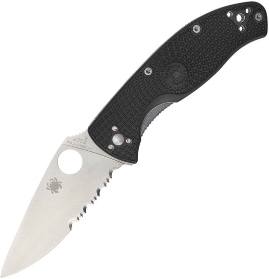 Spyderco Tenacious Lightweight 3.39" 8Cr13MoV FRN Part-Serrated Folding Knife C122PSBK