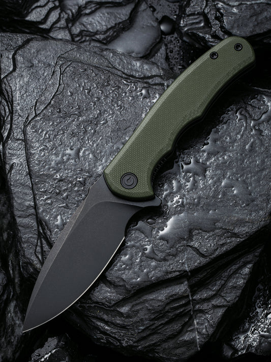 Civivi Mini Praxis 2.98" Black D2 OD Green G10 Folding Knife C18026C-1