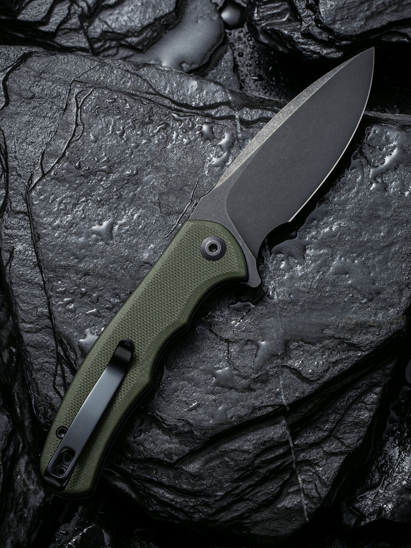 Civivi Mini Praxis 2.98" Black D2 OD Green G10 Folding Knife C18026C1