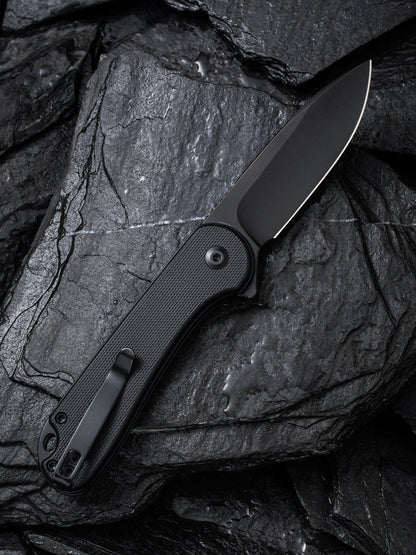 Civivi Elementum II Button Lock 2.96" Nitro-V Black Stonewashed Black G10 Folding Knife C18062P-1