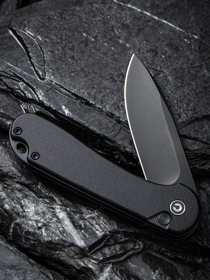 Civivi Elementum II Button Lock 2.96" Nitro-V Black Stonewashed Black G10 Folding Knife C18062P-1