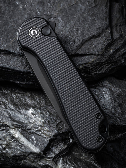 Civivi Elementum II Button Lock 2.96" Nitro-V Black Stonewashed Black G10 Folding Knife C18062P-1