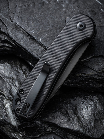 Civivi Elementum II Button Lock 2.96" Nitro-V Black Stonewashed Black G10 Folding Knife C18062P-1