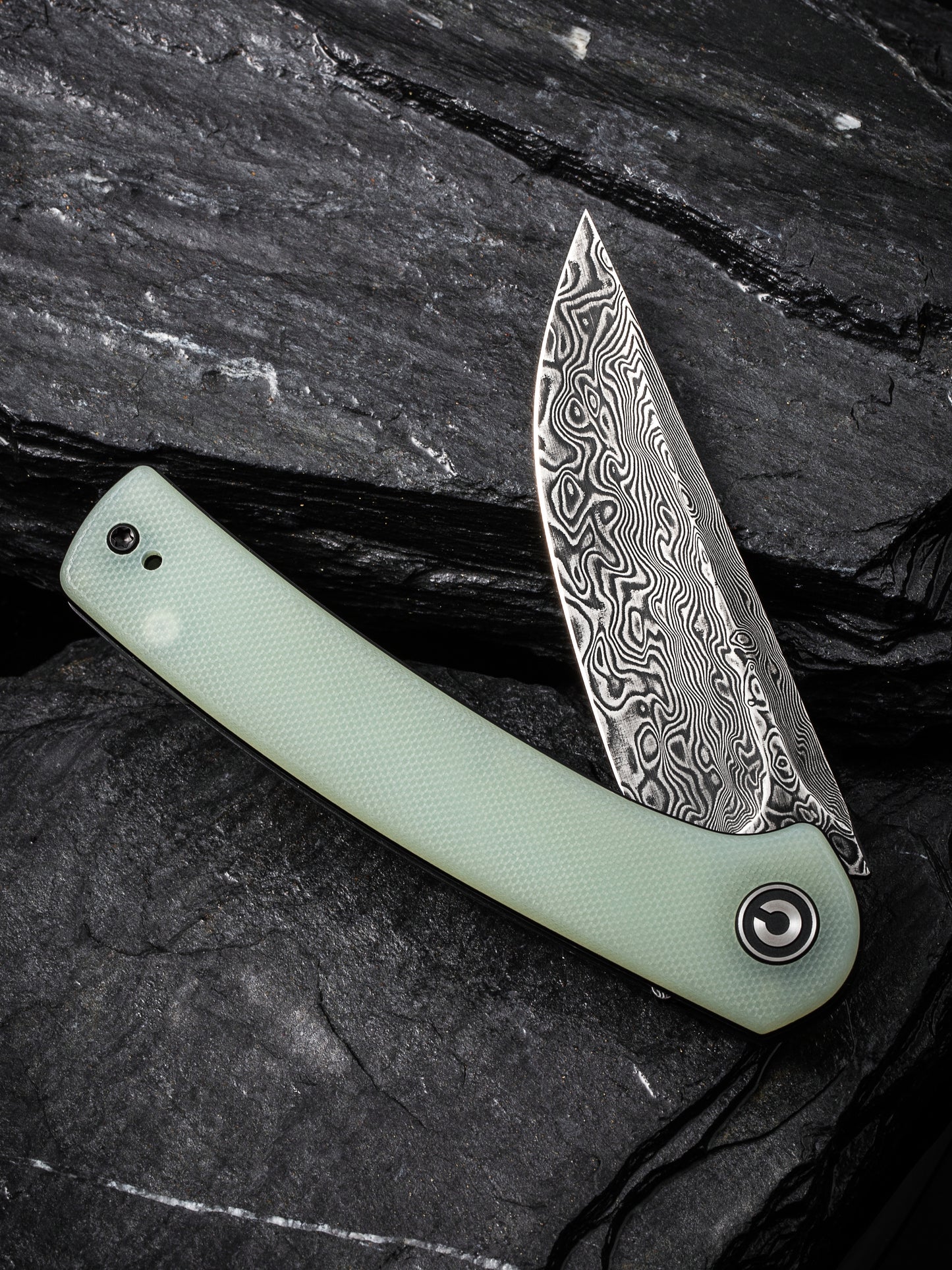 Civivi Mini Asticus 3.25" Black Damascus Natural G10 Folding Knife C19026B-DS1