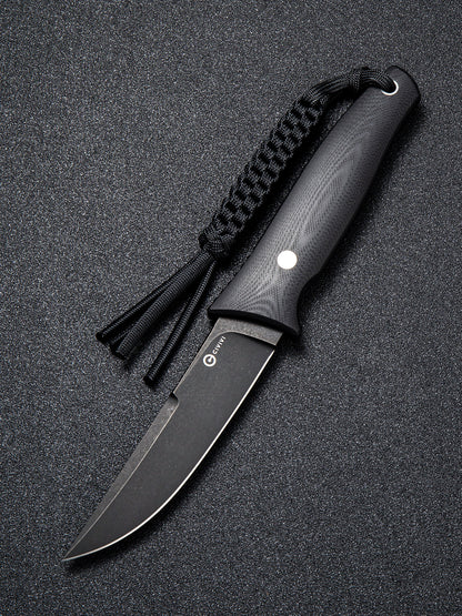 Civivi Tamashii 4.07" Black Stonewashed D2 Black G10 Fixed Blade Knife by Bob Terzuola C19046-3