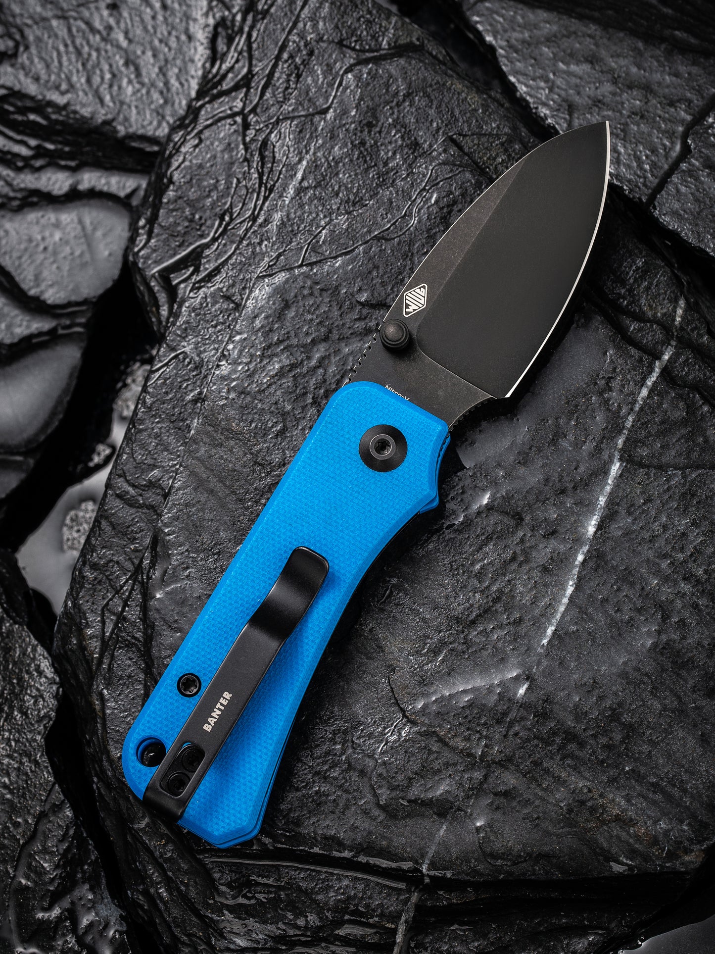Civivi Baby Banter 2.34" Black Nitro-V Blue G10 Folding Knife C19068S-3