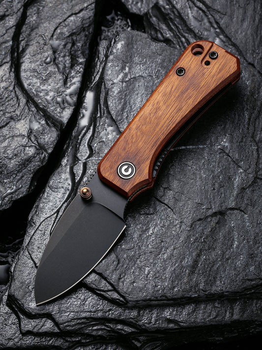Civivi Baby Banter 2.34" Black Nitro-V Guibourtia Wood Folding Knife C19068SB-2