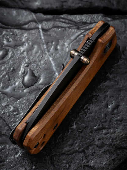 Civivi Baby Banter 2.34" Black Nitro-V Guibourtia Wood Folding Knife C19068SB-2