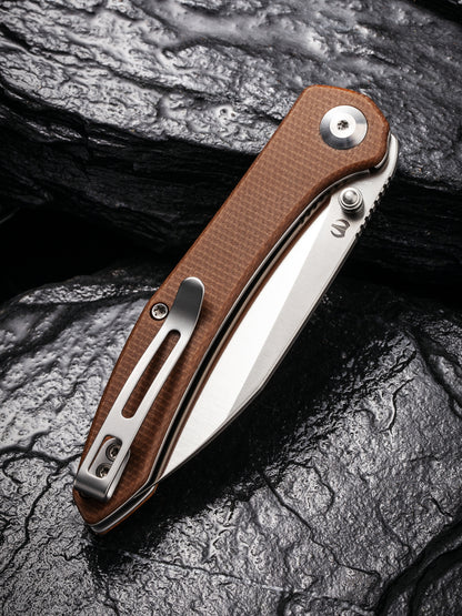Civivi Hadros 3.35" 10Cr15CoMoV Brown Micarta Folding Knife C20004-2