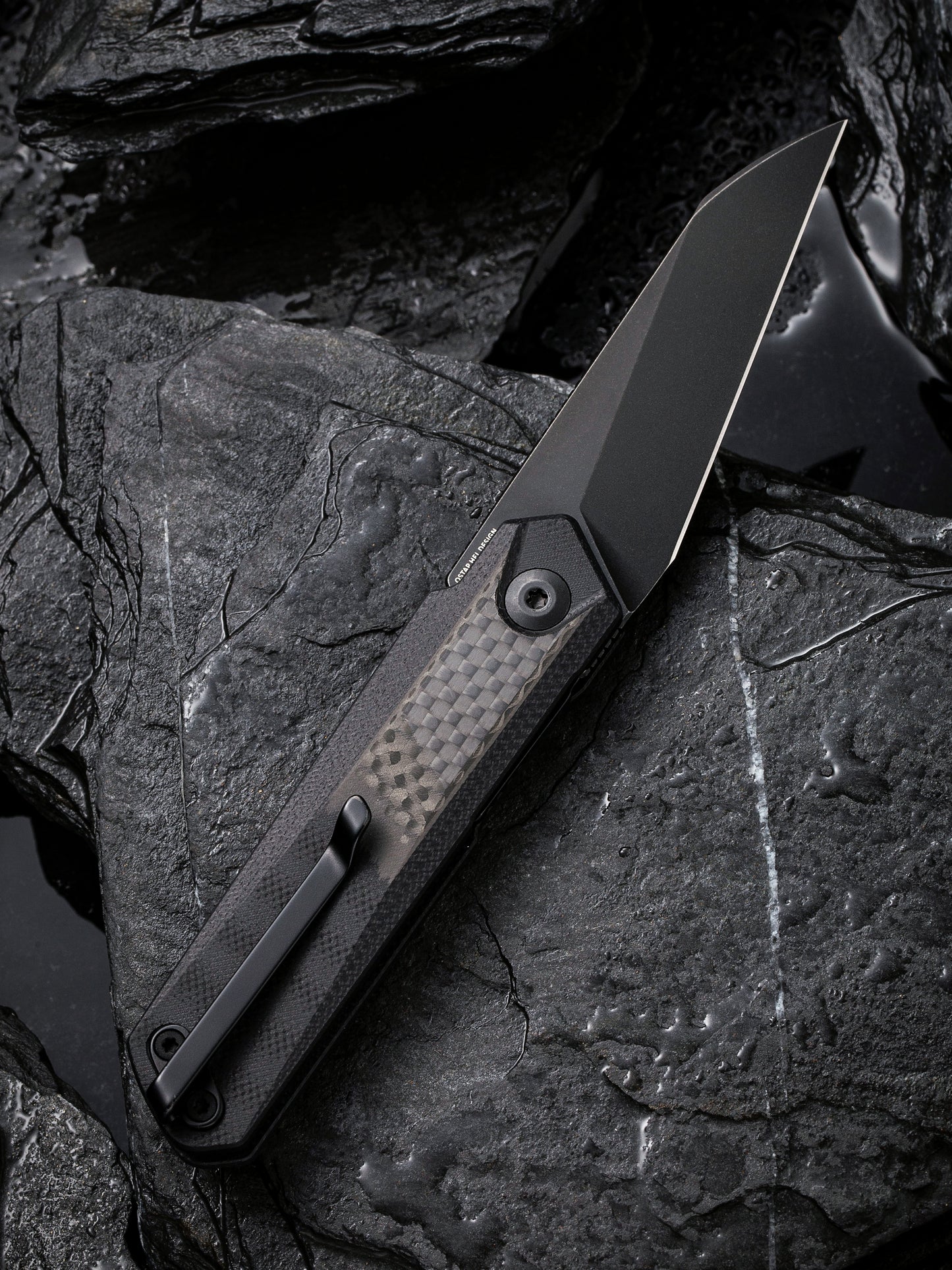 Civivi Ki-V Plus 2.52" Nitro-V Twill Carbon Fiber G10 Linerlock Folding Knife by Ostap Hel C20005B-3