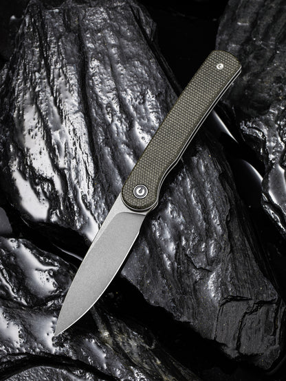 Civivi Stylum 2.96" 10Cr15CoMoV Dark Green Micarta Slip-Joint Folding Knife by Ferrum Forge C20010B-C
