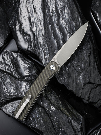 Civivi Stylum 2.96" 10Cr15CoMoV Dark Green Micarta Slip-Joint Folding Knife by Ferrum Forge C20010B-C