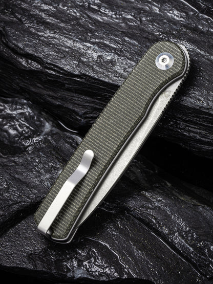 Civivi Stylum 2.96" 10Cr15CoMoV Dark Green Micarta Slip-Joint Folding Knife by Ferrum Forge C20010B-C