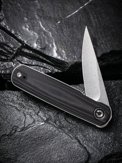 Civivi Lumi 2.56" Sandvik 14C28N Black G10 Folding Knife by Justin Lundquist C20024-3