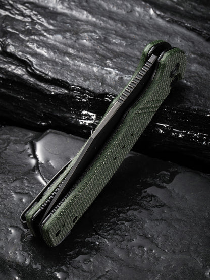 Civivi Cogent 3.47" Sandvik 14C28N Serrated Green Micarta Folding Knife C20038E-4