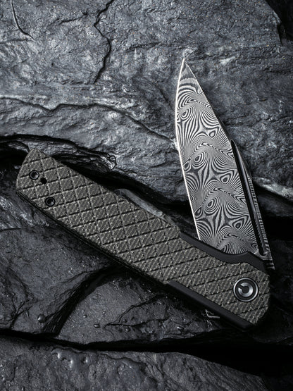 Civivi Cachet 3.48" Black Micarta Dark Green Canvas Micarta Folding Knife C20041B-DS1