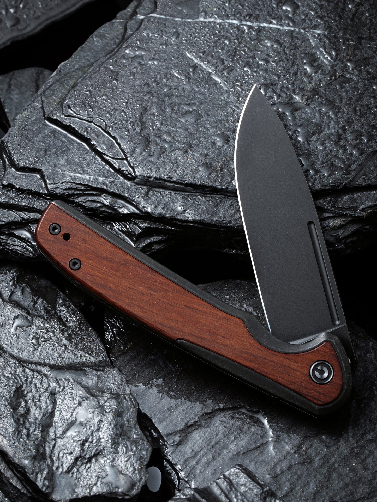 Civivi Voltaic 3.48" Black Stonewashed 14C28N Cuibourtia Wood Folding Knife C20060-1