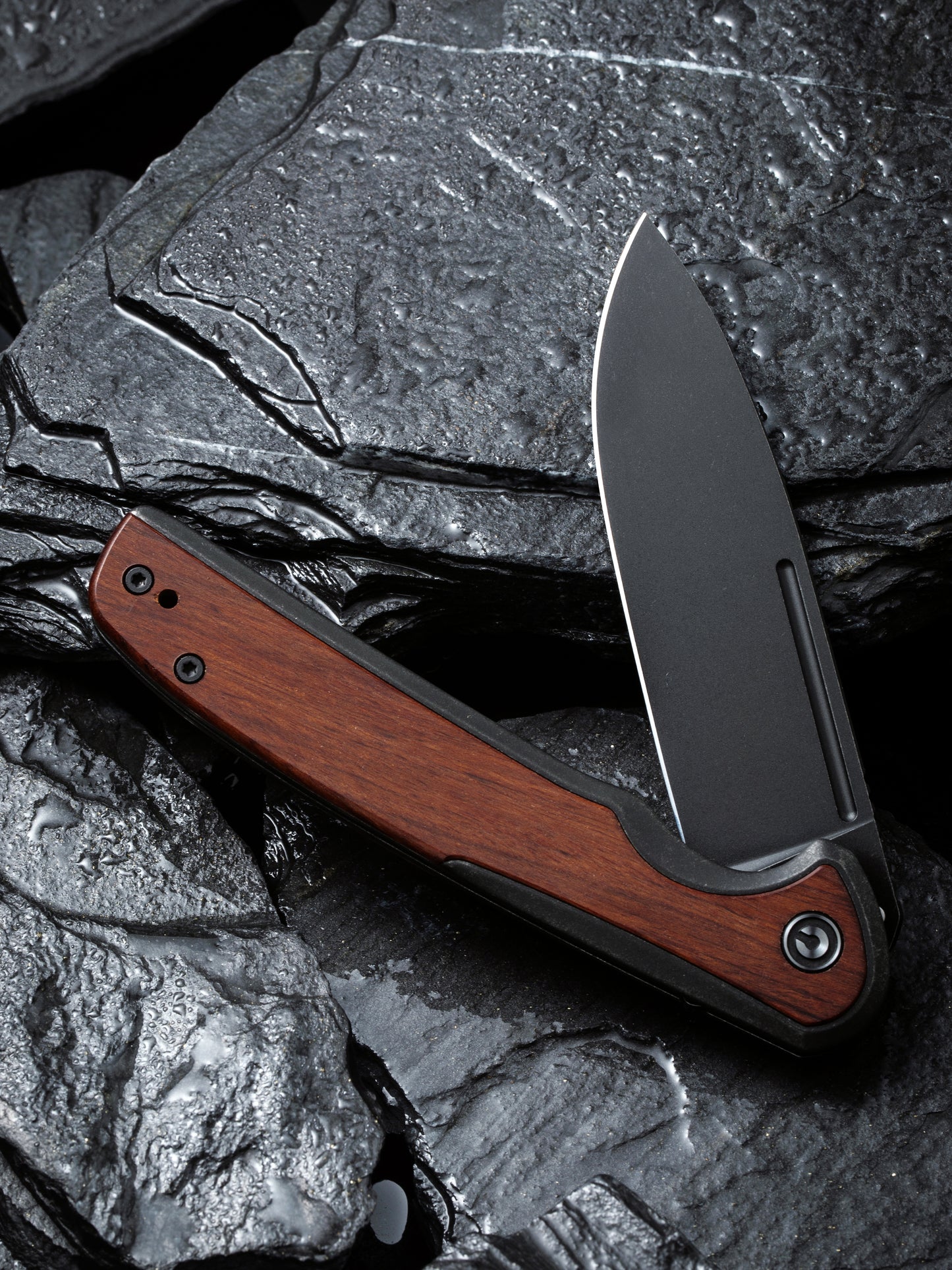 Civivi Voltaic 3.48" Black Stonewashed 14C28N Guibourtia Wood Folding Knife C20060-1