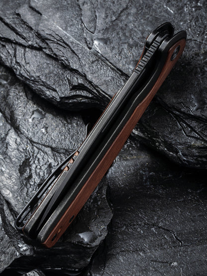 Civivi Voltaic 3.48" Black Stonewashed 14C28N Cuibourtia Wood Folding Knife C20060-1