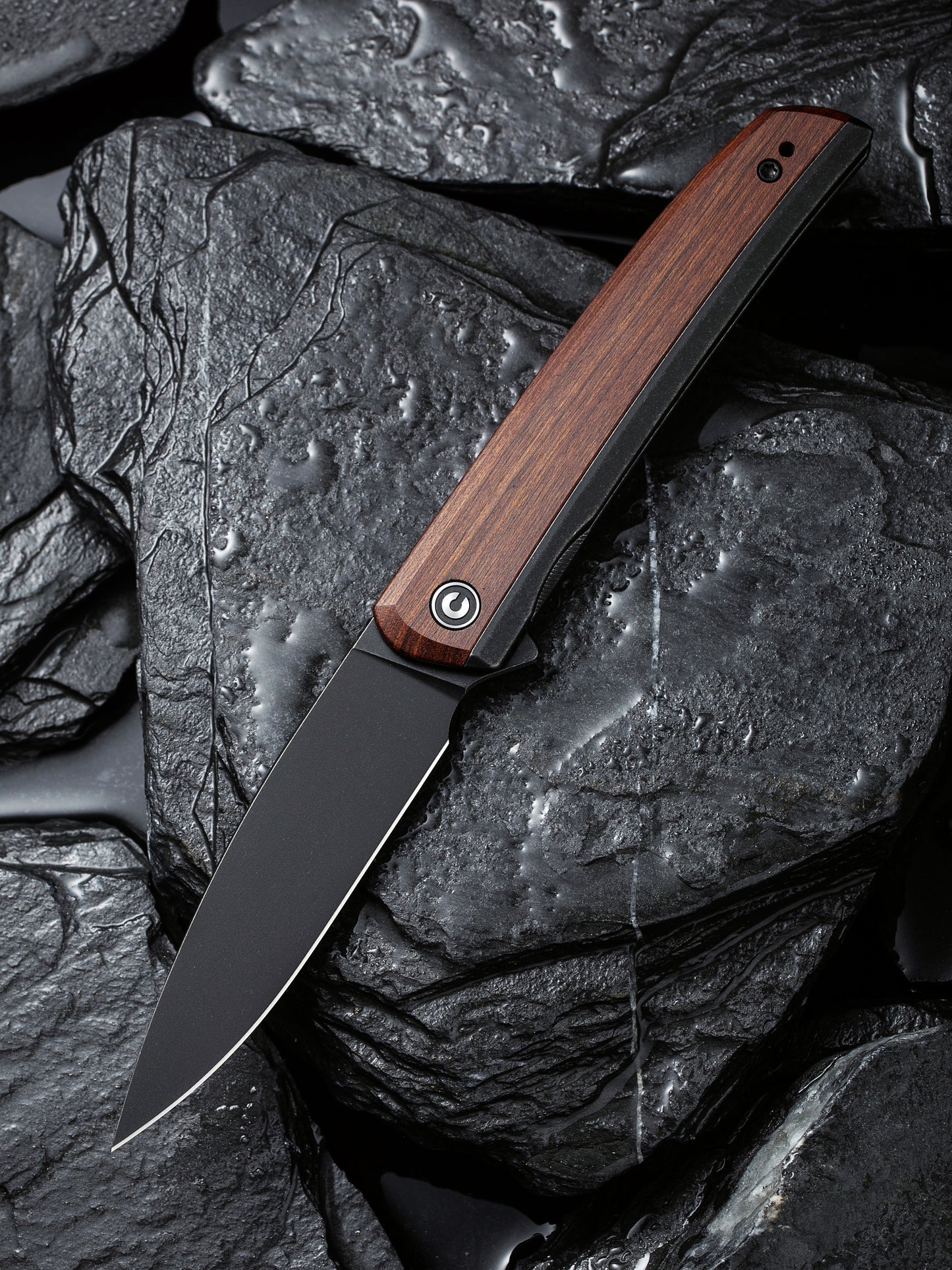 Civivi Savant 3.47" Black Stonewashed 14C28N Cuibourtia Wood Folding Knife C20063B-1