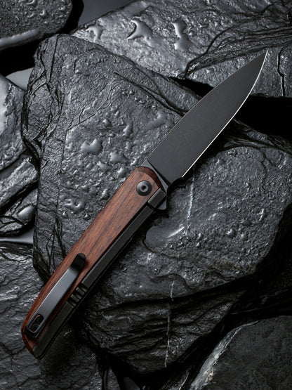 Civivi Savant 3.47" Black Stonewashed 14C28N Cuibourtia Wood Folding Knife C20063B-1