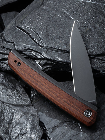 Civivi Savant 3.47" Black Stonewashed 14C28N Cuibourtia Wood Folding Knife C20063B-1