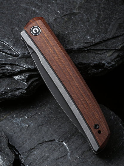 Civivi Savant 3.47" Black Stonewashed 14C28N Cuibourtia Wood Folding Knife C20063B-1