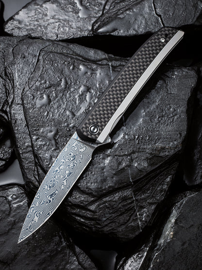Civivi Savant 3.47" Damascus G10 Twill Carbon Fiber Folding Knife C20063B-DS1