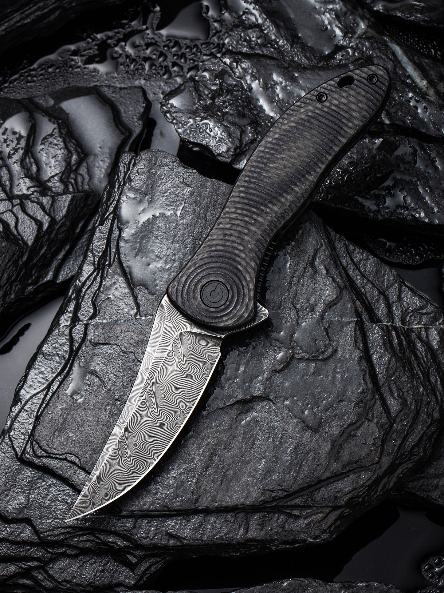 Civivi Synergy 3 3.24" Damascus G10 Twill Carbon Fiber Folding Knife by Jim O'Young C20075A-DS1